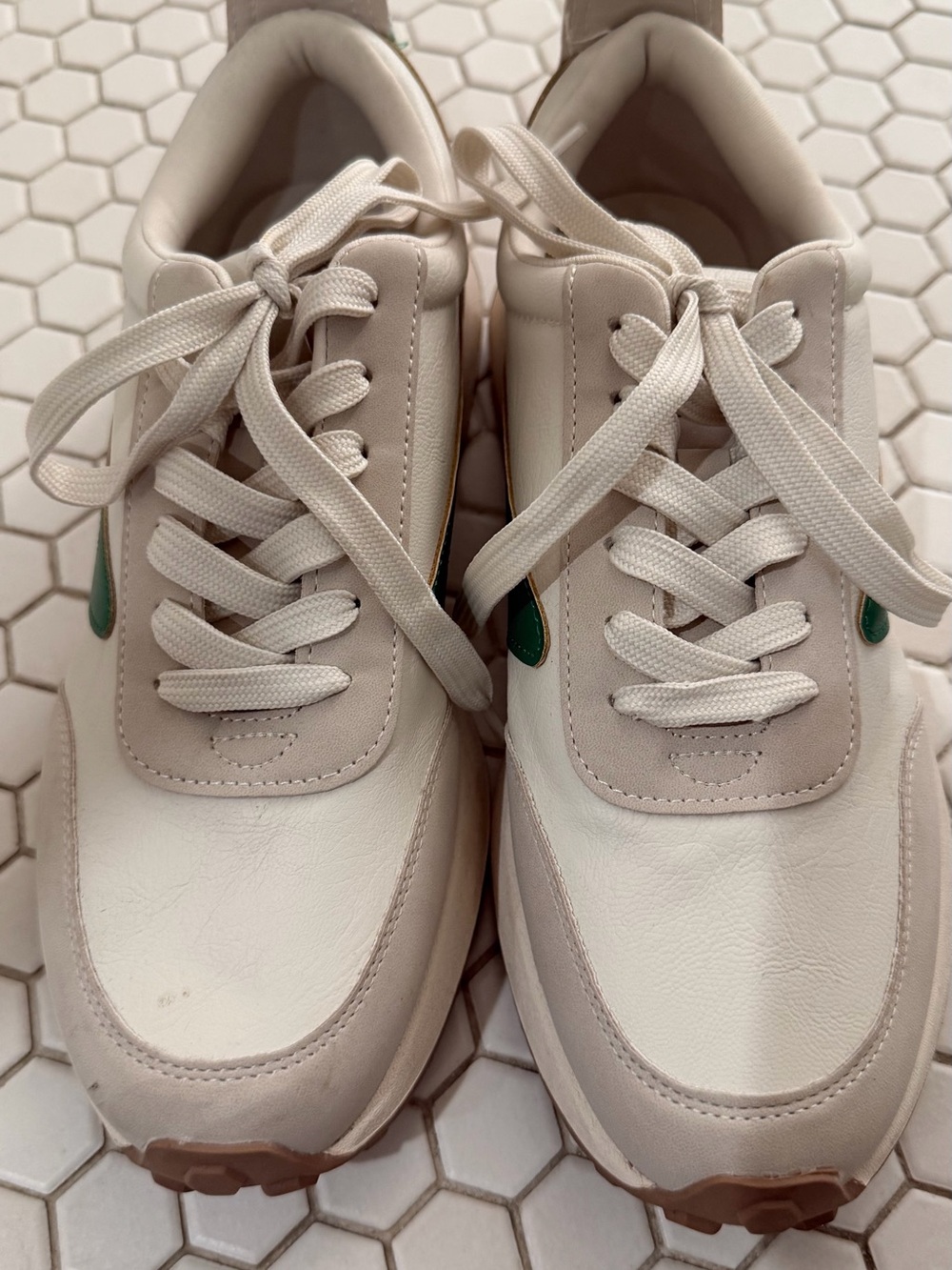 Dolce Vita White and Green Athletic Sneakers